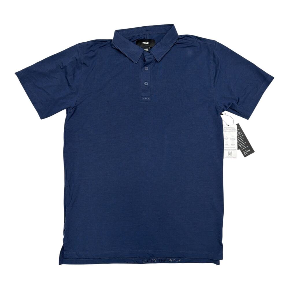TRUE Linkswear Manufacturing Co. All Day Polo Mens S Short Sleeve Navy Blue